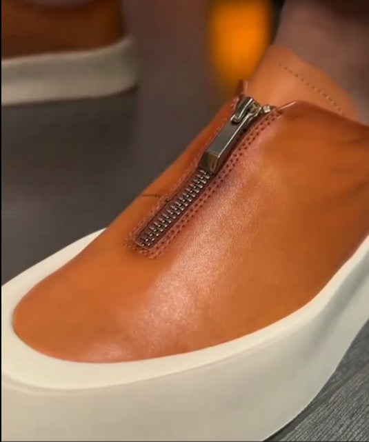 Handmade Retro Zipper Loafers