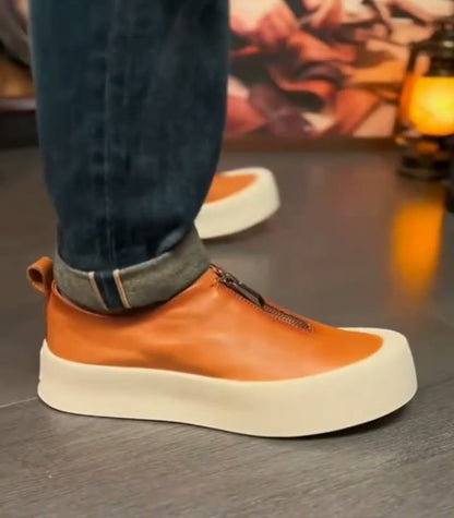 Handmade Retro Zipper Loafers
