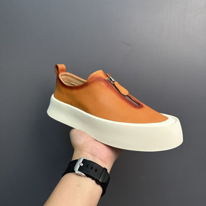Handmade Retro Zipper Loafers