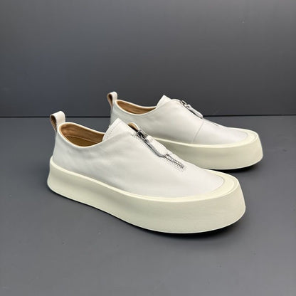 Handmade Retro Zipper Loafers