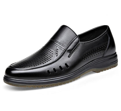 Cowhide Hollow Breathable Sandals | British Style Business Casual Sandals