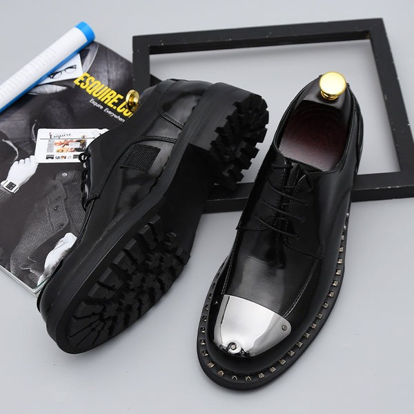 Lace-Up Metal Design Iron Head Formal Men's Leather Rivet Shoes