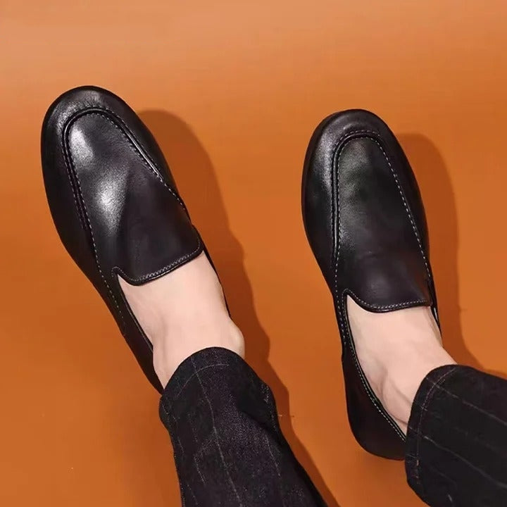 Men's Washed Horse Leather Trendy Wallet Loafers