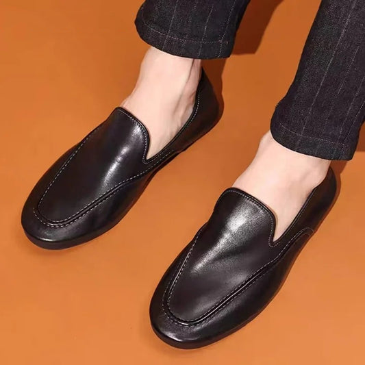 Men's Washed Horse Leather Trendy Wallet Loafers