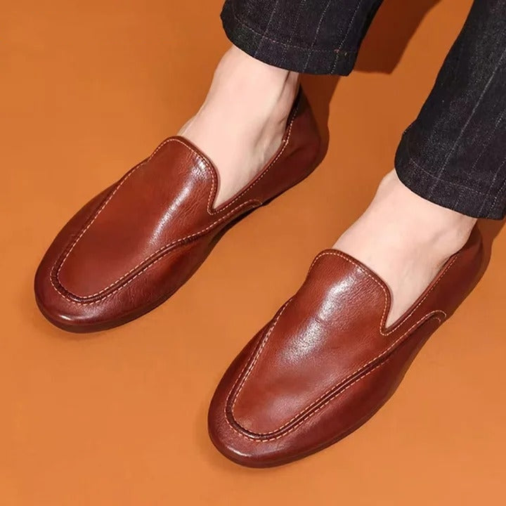 Men's Washed Horse Leather Trendy Wallet Loafers