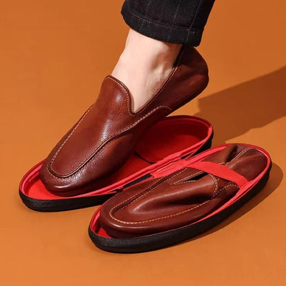 Men's Washed Horse Leather Trendy Wallet Loafers