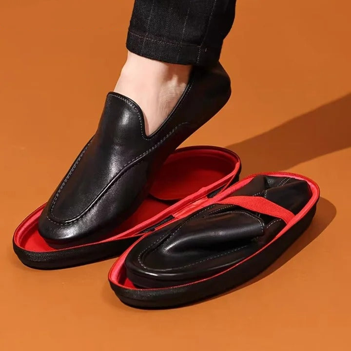 Men's Washed Horse Leather Trendy Wallet Loafers