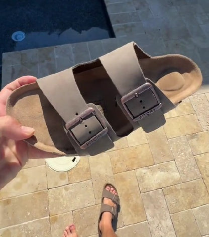 Causal Mocha Strappy Sandals With Buckle Details