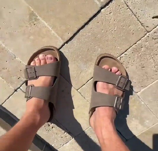 Causal Mocha Strappy Sandals With Buckle Details