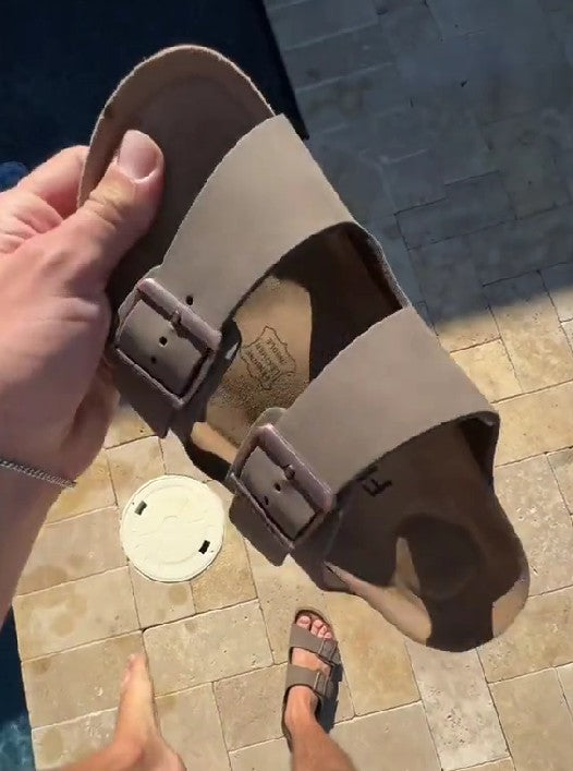 Causal Mocha Strappy Sandals With Buckle Details