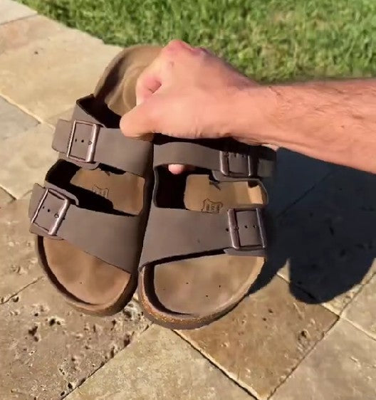 Causal Mocha Strappy Sandals With Buckle Details