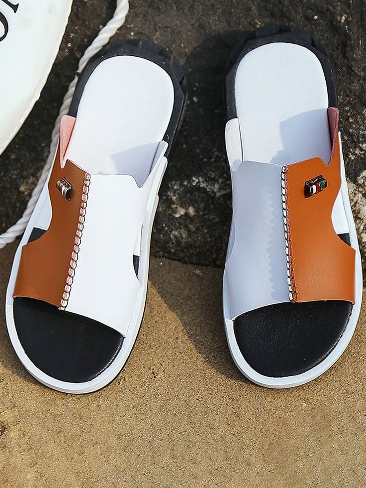 (🔥 Last Day Sale‼️)Men's Casual Two-tone Beach Walking Open-toe Slippers (Buy Two Get Free Shipping)