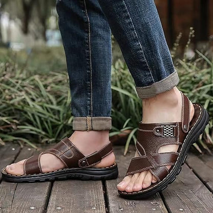 Summer Men's Genuine Leather Non-Slip Waterproof Sandals