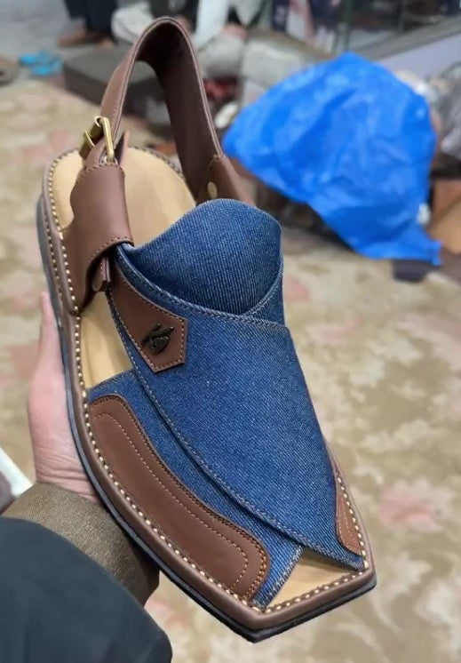 Fashion Leather & Denim Textured Casual Shoes