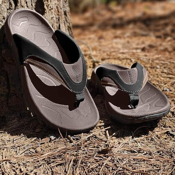 Arch Support Walking Flip Flops Non Slip Summer Beach Sandals Durable Comfort Outdoor Thong Sandals For Men