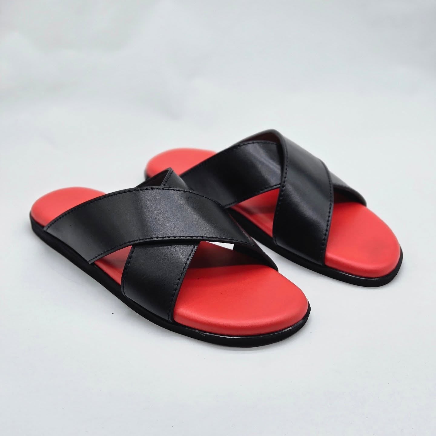 Stylish Cross Strap Red Sole Slippers For Men