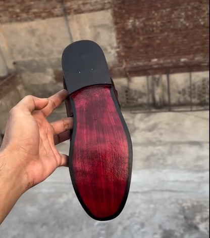 Elegant Reddish Brown Leather Men's Dress Sandals