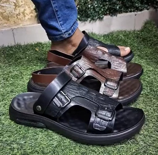 Summer Men‘s Premium Leather Beach Slippers Lightweight For Daily Dual-use Sandals And Slippers