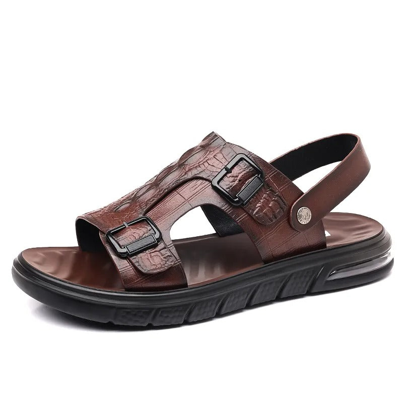 Summer Men‘s Premium Leather Beach Slippers Lightweight For Daily Dual-use Sandals And Slippers