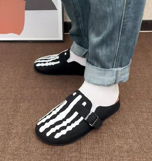 Casual Striped Pattern Slip-On Shoes With Buckle