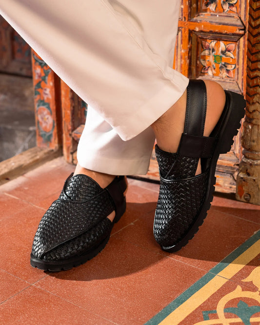 Handcrafted Leather Woven Slip-On Sandals