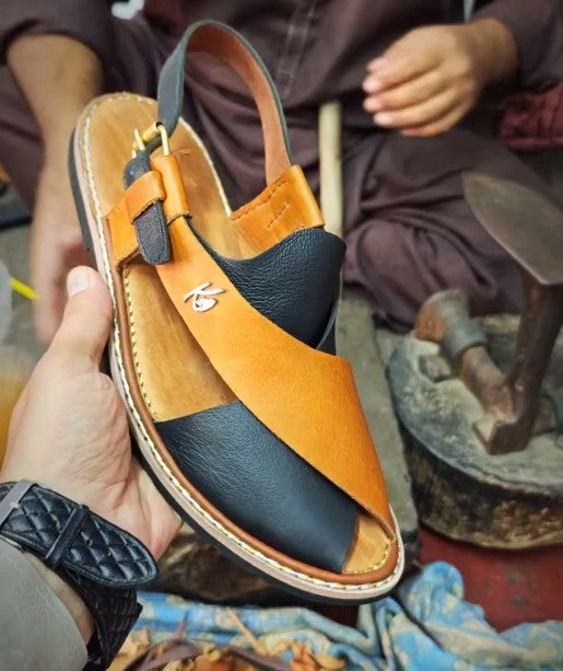 Elegant Two-Tone Leather Casual Sandals For Men