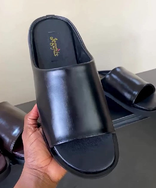Simple Premium Men's Leather Slippers