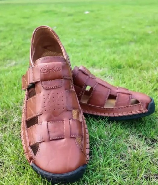 Men's Retro Brown Leather Sandals