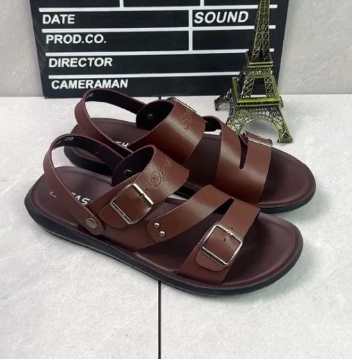 Casual Solid Color Leather Open Toe Roman Beach Sandals