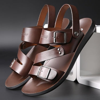 Casual Solid Color Leather Open Toe Roman Beach Sandals