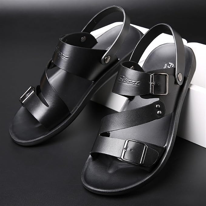 Casual Solid Color Leather Open Toe Roman Beach Sandals