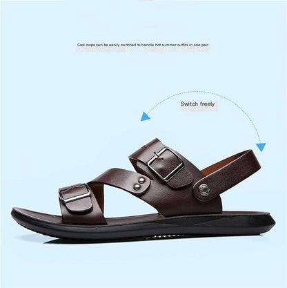 Casual Solid Color Leather Open Toe Roman Beach Sandals