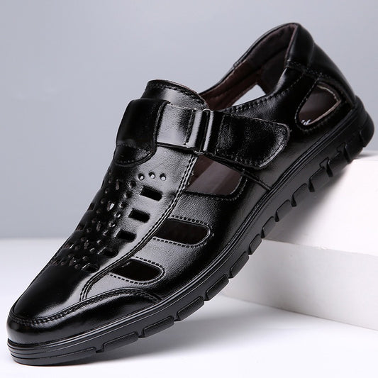 Men's Cowhide Wear-resistant Hollow Leather Shoes