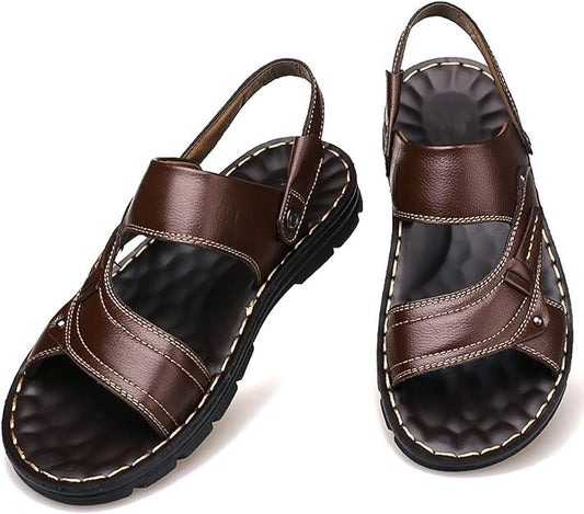 Stylish Men's Genuine Leather Sandals For Summer Beach Adventure