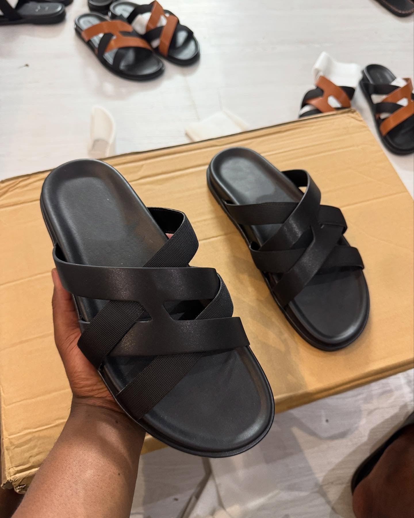 Men's Colorblock Cross Slippers