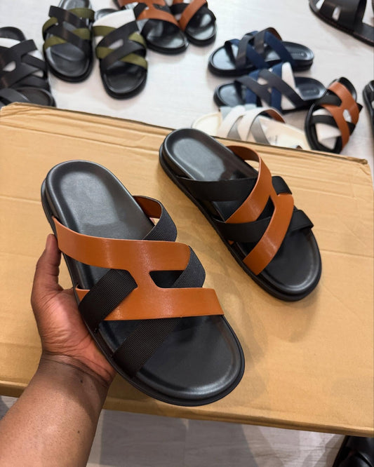 Men's Colorblock Cross Slippers