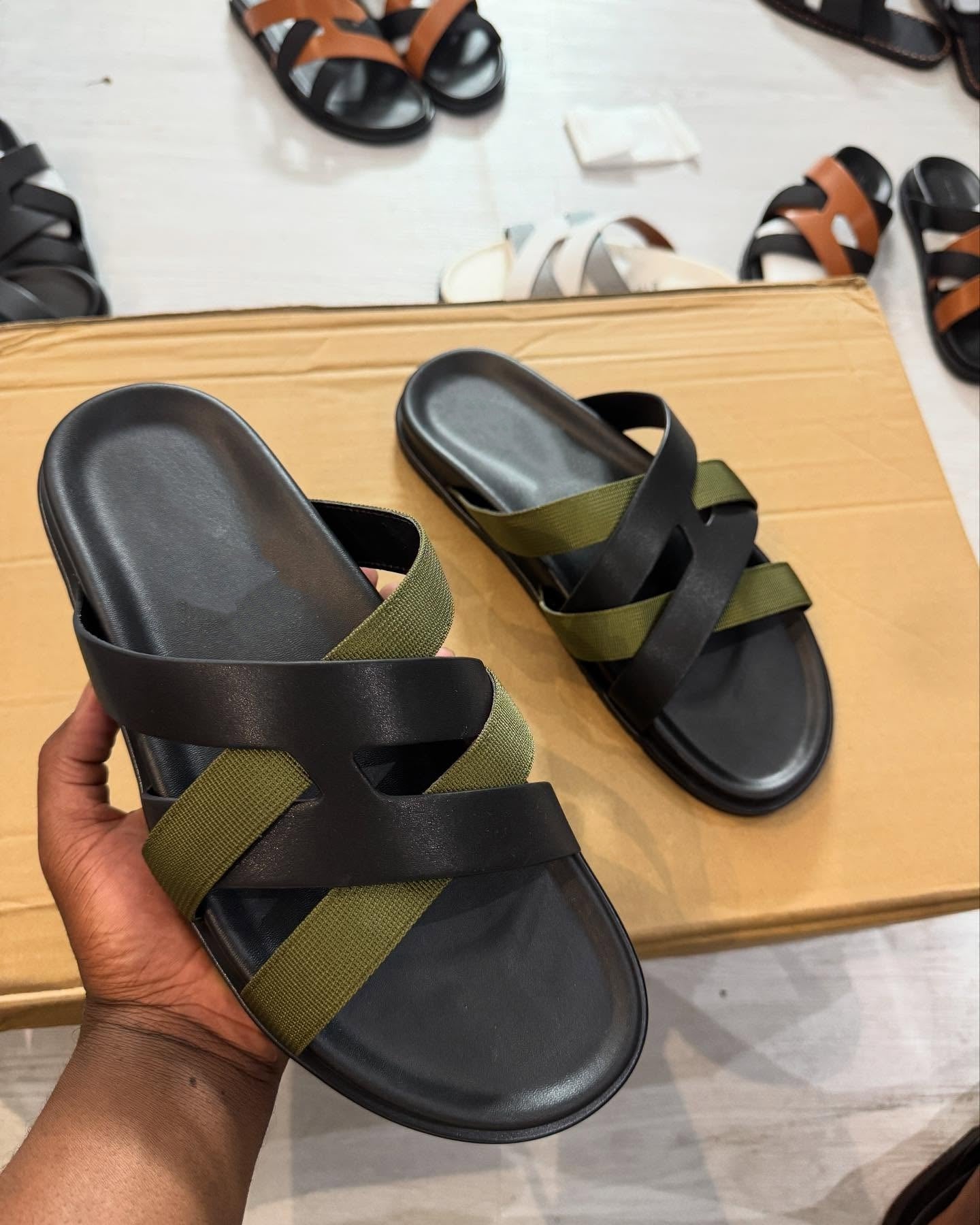 Men's Colorblock Cross Slippers