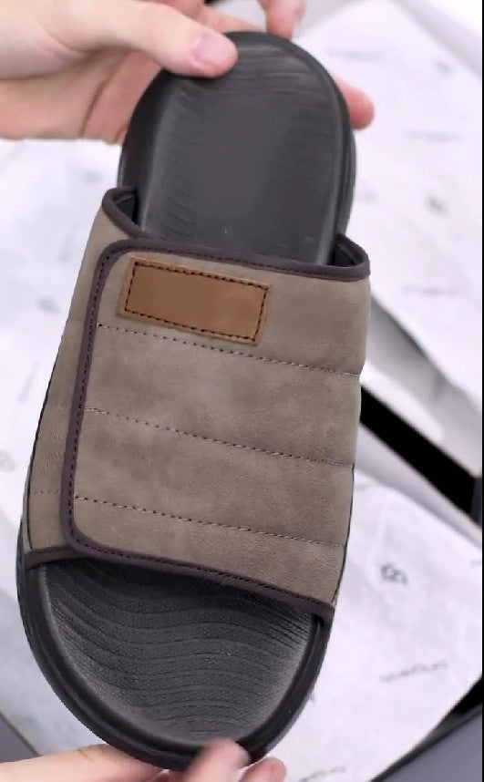 Men's Comfort Faux Leather Sandals With Velcro