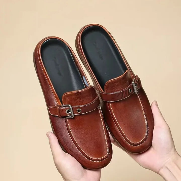 Horsehide Slippers Breathable Casual Leather Shoes
