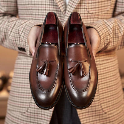 Men's Casual Oxfords Genuine Leather Slip On Low Top Handmade Loafers