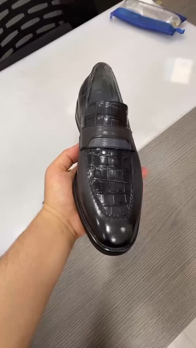 Men's Shoes Texure Patchwork Leather Penny Loafers