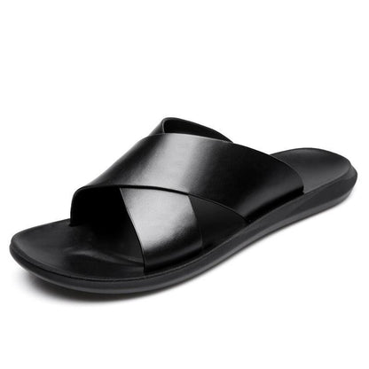 Popular Summer Beach Shoes Leather Slippers