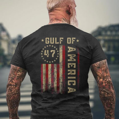 Gulf Of America Usa Flag Men's T-shirt Back Print