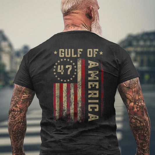Gulf Of America Usa Flag Men's T-shirt Back Print