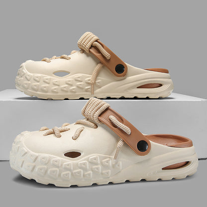 Men's Trendy Contrasting Color Shoeslace Beach Clogs