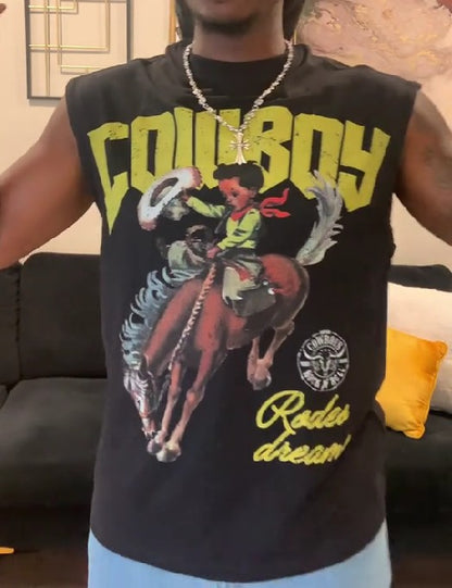 Cowboy Rodeo Dreams Print Tank Top