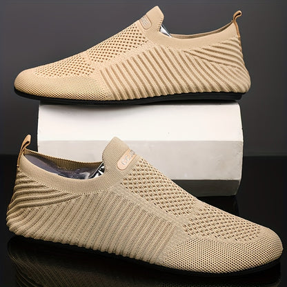 Men's Solid Color Slip On Breathable Sock Shoes
