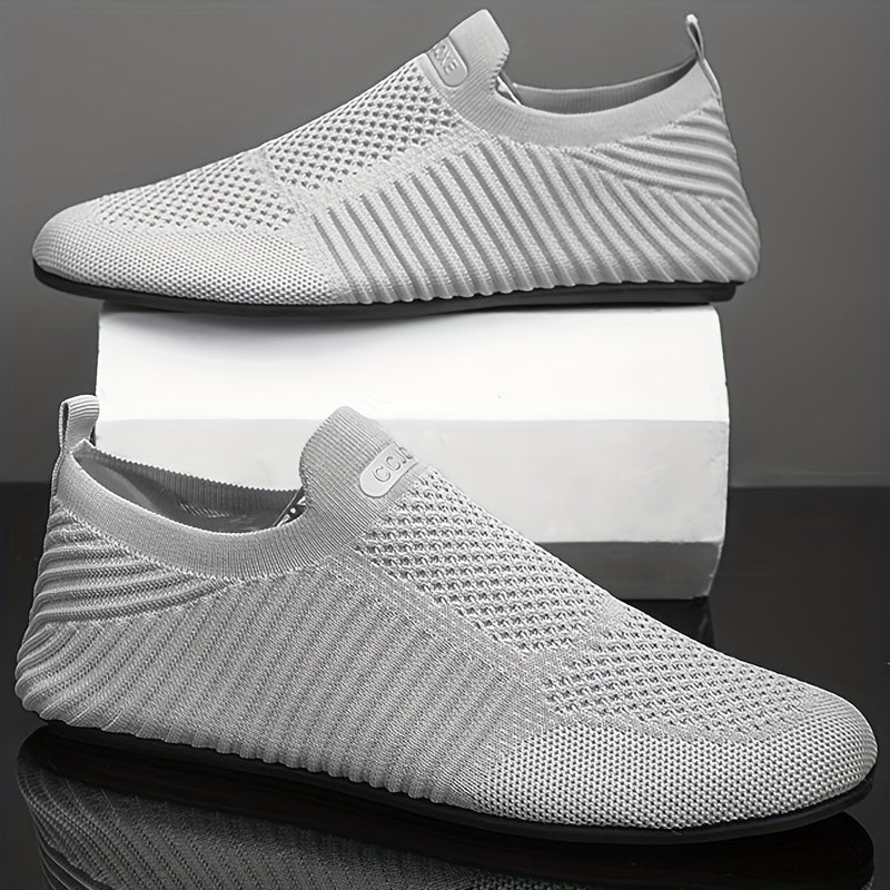 Men's Solid Color Slip On Breathable Sock Shoes