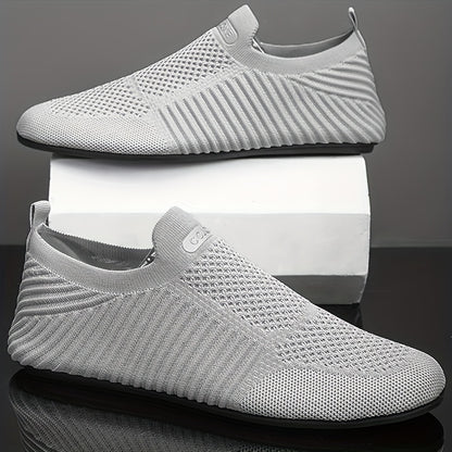Men's Solid Color Slip On Breathable Sock Shoes