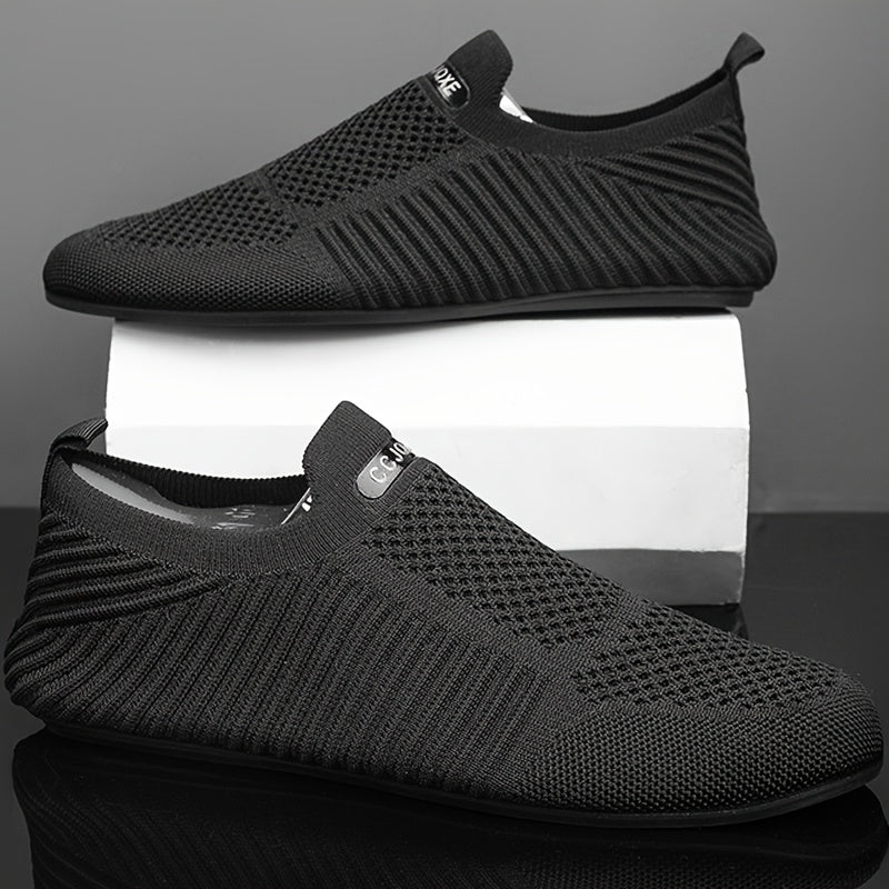 Men's Solid Color Slip On Breathable Sock Shoes